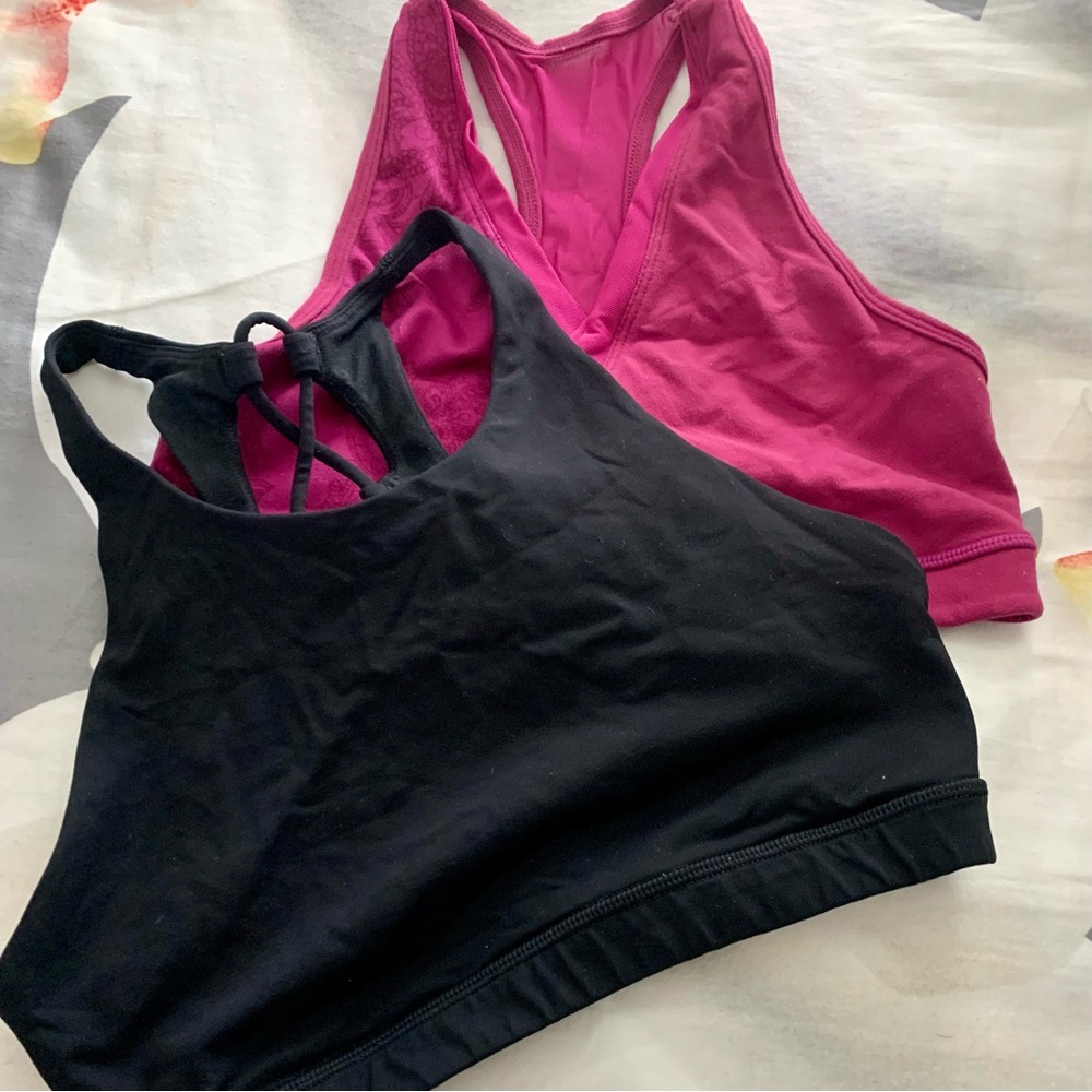 Women's Lululemon Black and Pink Sports Bras
